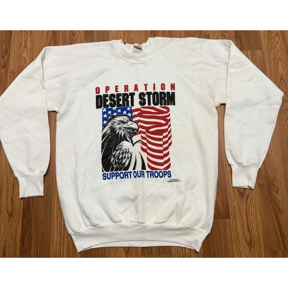 Vintage 1991 Operation Desert Storm Support Our Troops Sweatshirt Mens XL USA